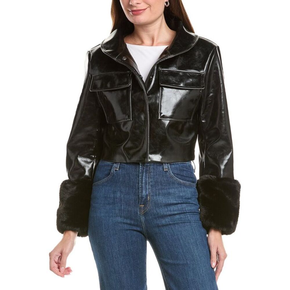 Lamarque Womens Faux Leather Jacket, Black